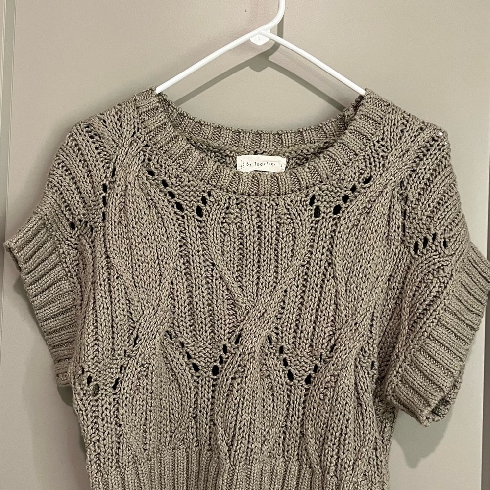 By Together Green Crew Neck Sweater with Cable Knit Design
